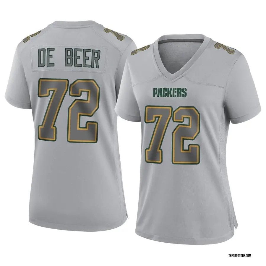 Gray Women's Gerhard de Beer Green Bay Packers Game Atmosphere Fashion Jersey