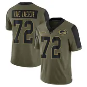 Olive Men's Gerhard de Beer Green Bay Packers Limited 2021 Salute To Service Jersey