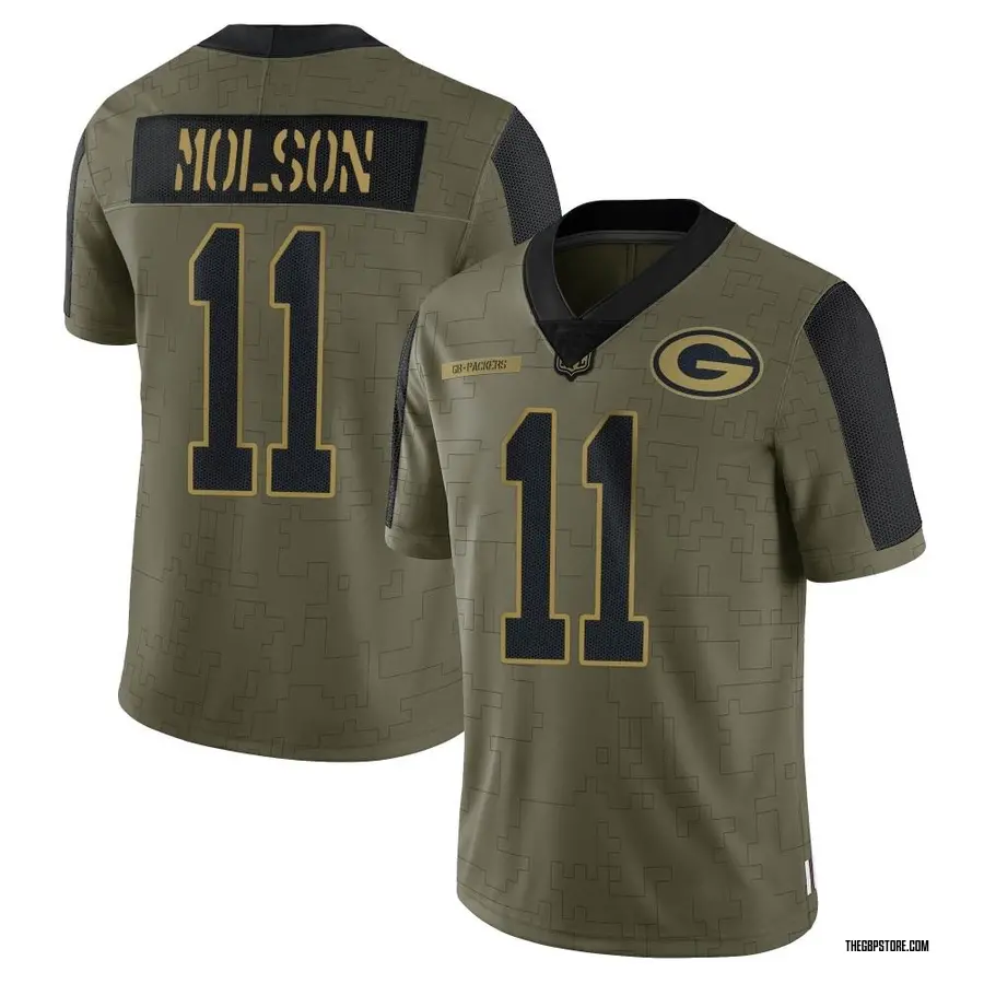 Olive Men's JJ Molson Green Bay Packers Limited 2021 Salute To Service Jersey