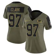 Olive Women's Kenny Clark Green Bay Packers Limited 2021 Salute To Service Jersey