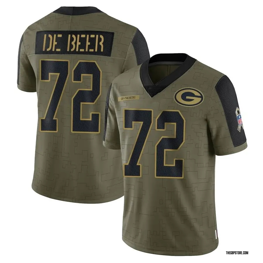 Olive Youth Gerhard de Beer Green Bay Packers Limited 2021 Salute To Service Jersey